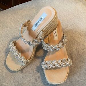 Steve Madden Beige sparkle Braided Espadrille Sandals